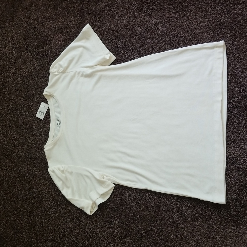 NEW Ann Taylor Loft Ivory Off White Puff Sleeve Top M